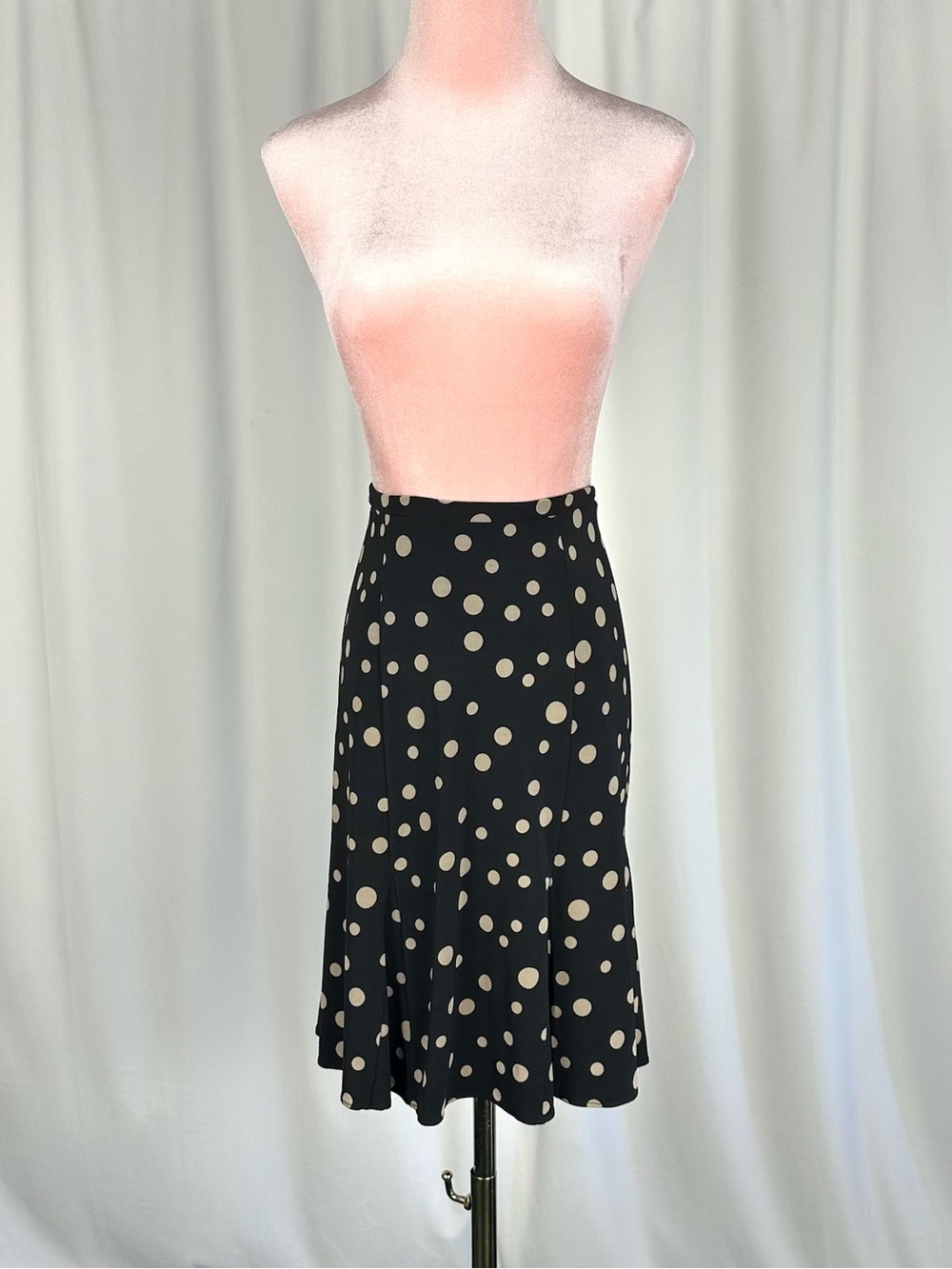 Y2K GAP Polka Dot Flare Skirt Medium Black Beige 2006